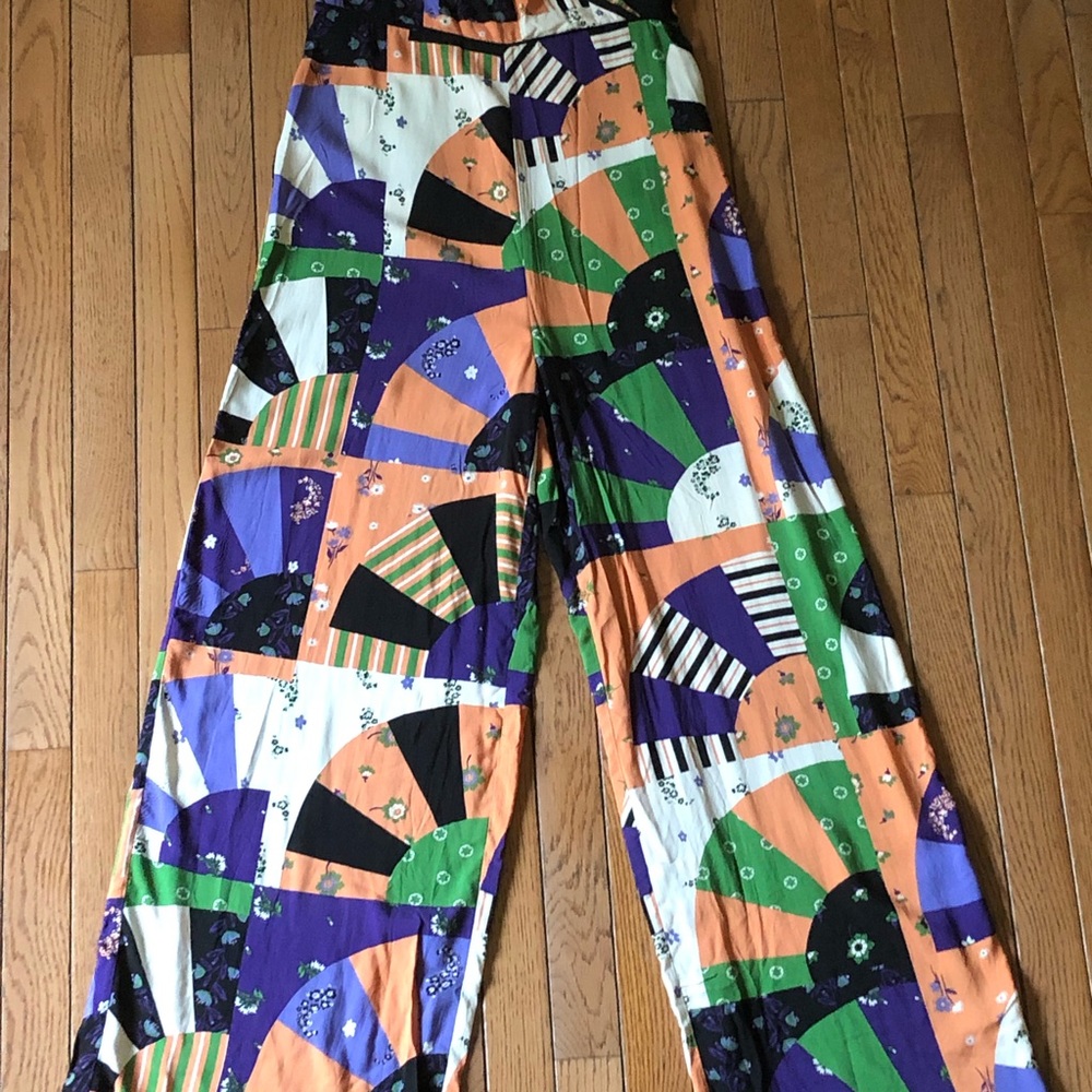 Urban Outfitters Surplice Patchwork Jumpsuit Sz 8 - Picture 6 of 7